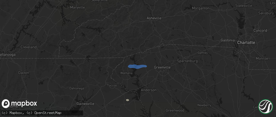 Hail map in Sunset, SC on June 14, 2026