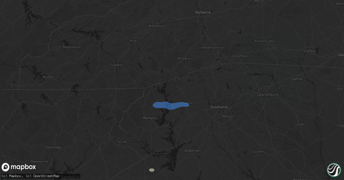 Hail map in Sunset, SC on June 14, 2026
