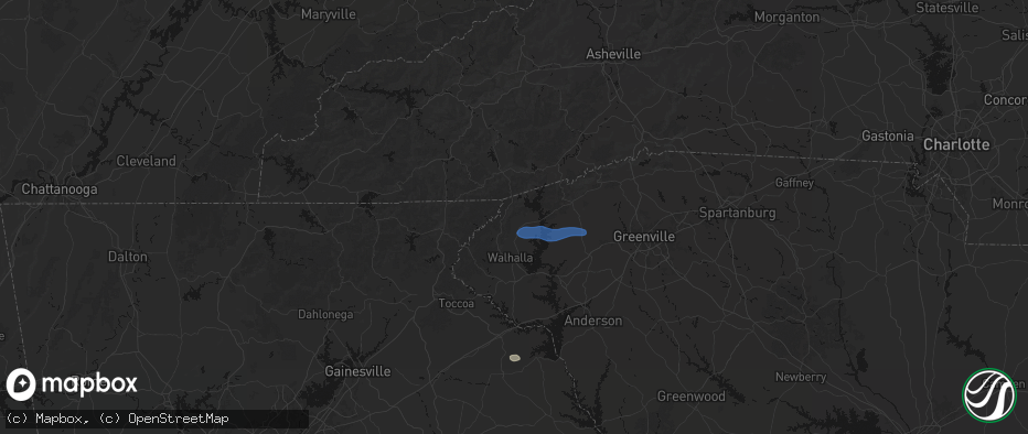 Hail map in Tamassee, SC on June 14, 2026