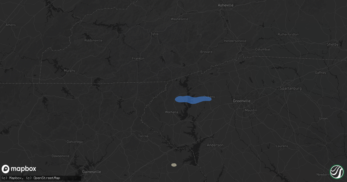 Hail map in Tamassee, SC on June 14, 2026