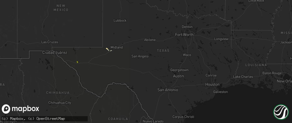 Hail map in Texas on June 14, 2026