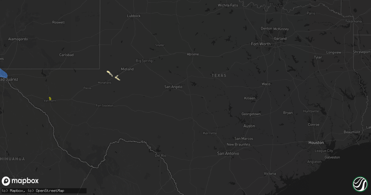 Hail map in Texas on June 14, 2026