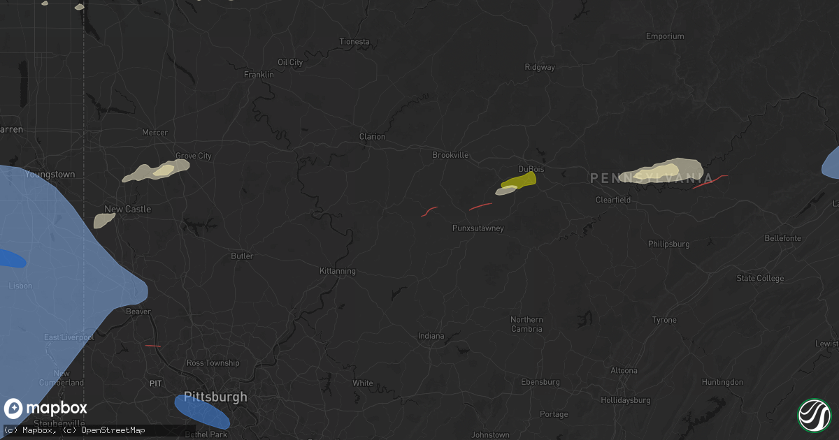 Hail map in Timblin, PA on June 14, 2026