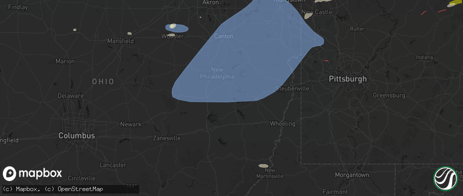 Hail map in Tippecanoe, OH on June 14, 2026