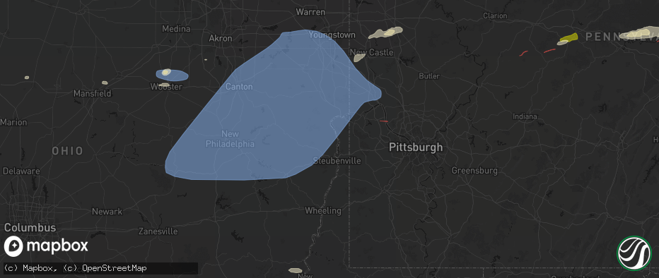 Hail map in Toronto, OH on June 14, 2026