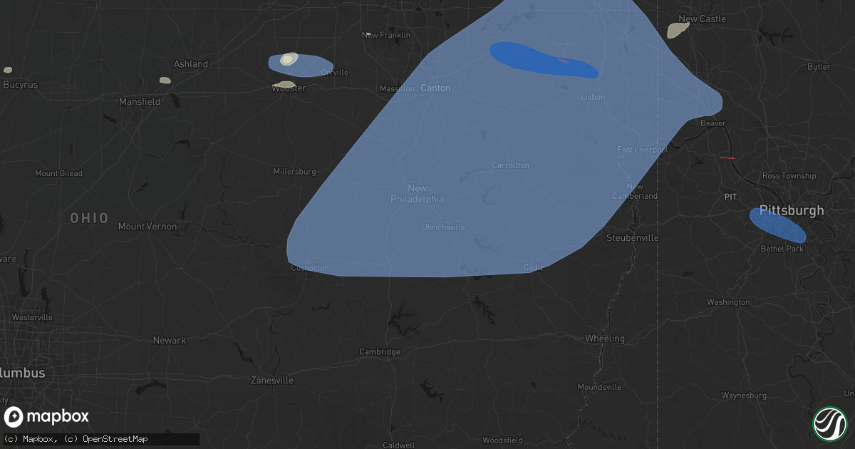Hail map in Tuscarawas, OH on June 14, 2026