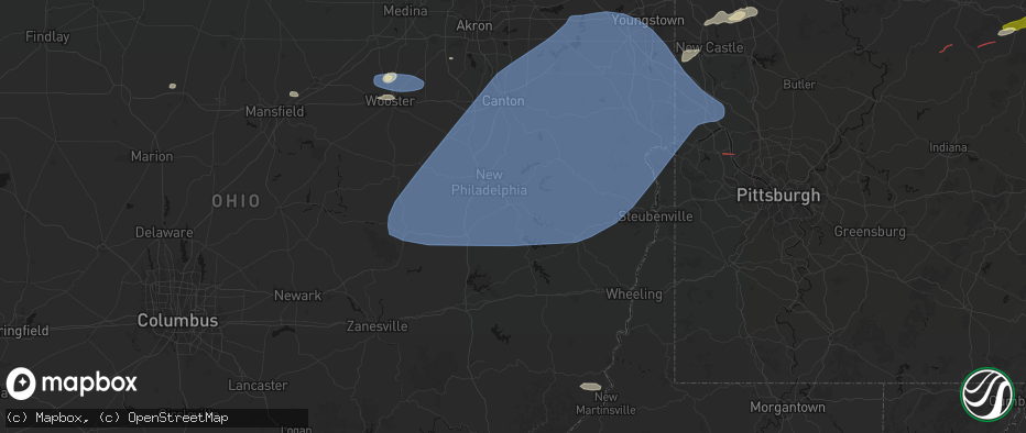 Hail map in Uhrichsville, OH on June 14, 2026