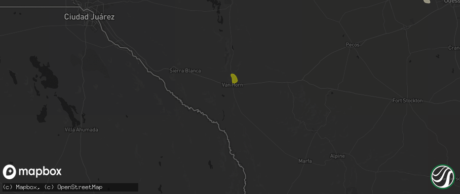 Hail map in Van Horn, TX on June 14, 2026