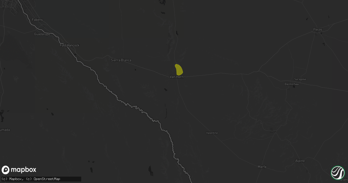 Hail map in Van Horn, TX on June 14, 2026