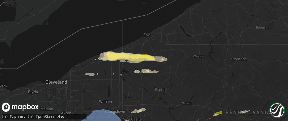 Hail map in Venango, PA on June 14, 2026