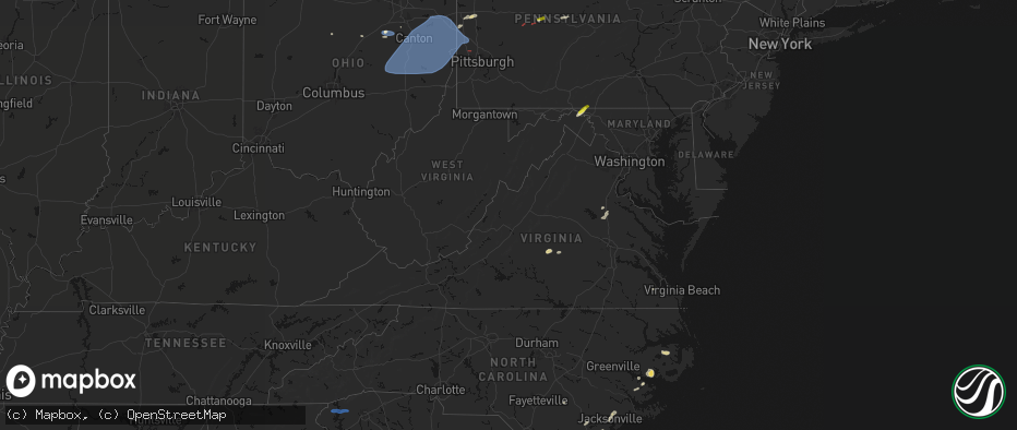 Hail map in Virginia on June 14, 2026