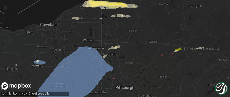 Hail map in Volant, PA on June 14, 2026