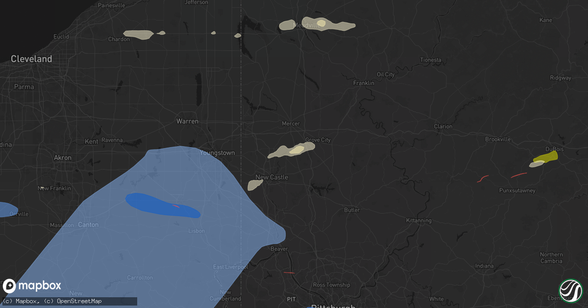 Hail map in Volant, PA on June 14, 2026