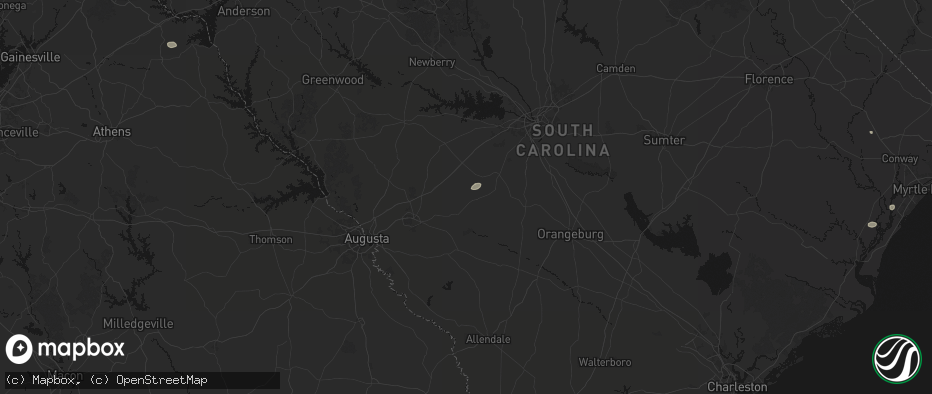 Hail map in Wagener, SC on June 14, 2026