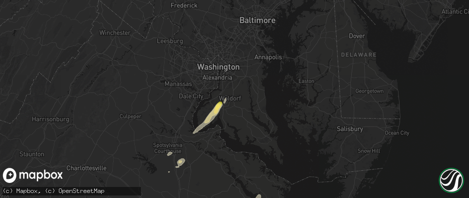 Hail map in Waldorf, MD on June 14, 2026