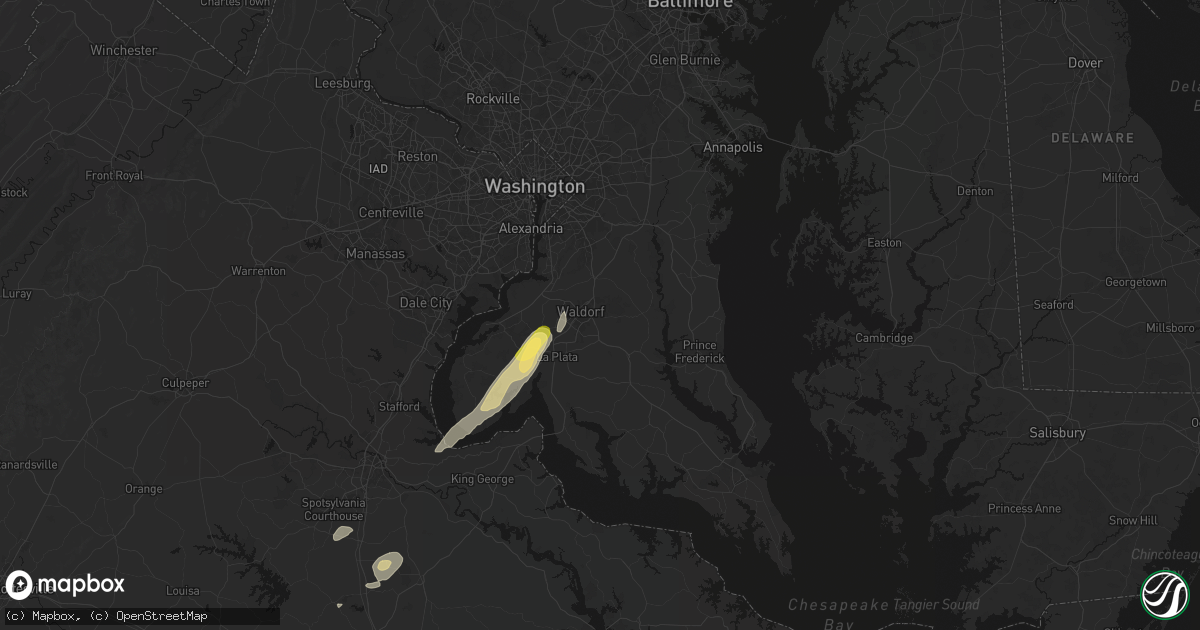 Hail map in Waldorf, MD on June 14, 2026