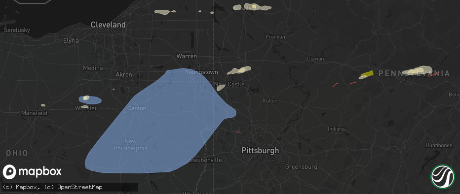 Hail map in Wampum, PA on June 14, 2026