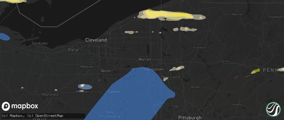 Hail map in Warren, OH on June 14, 2026
