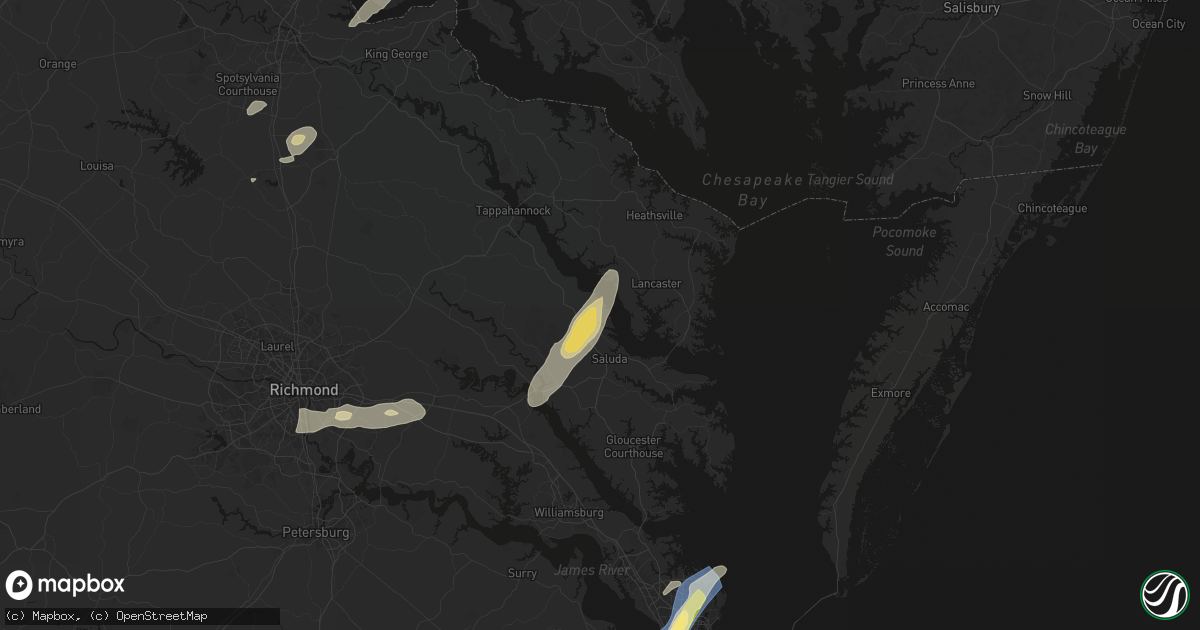 Hail map in Water View, VA on June 14, 2026
