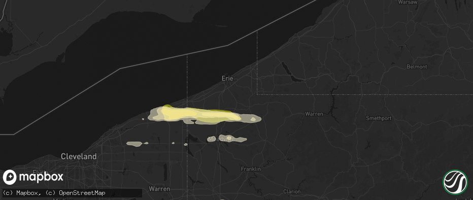 Hail map in Waterford, PA on June 14, 2026