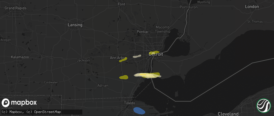Hail map in Wayne, MI on June 14, 2026