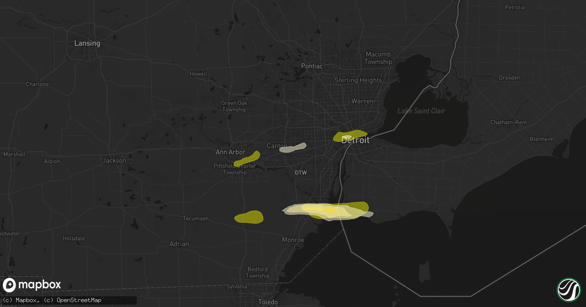 Hail map in Wayne, MI on June 14, 2026