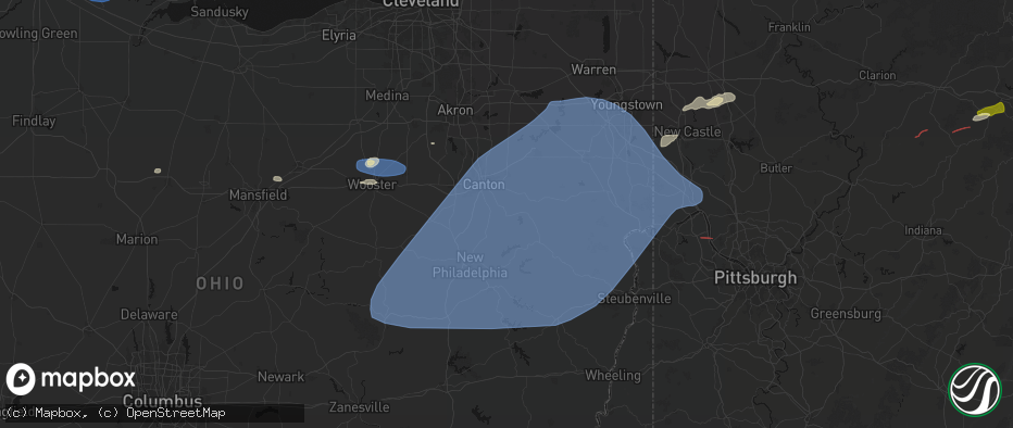 Hail map in Waynesburg, OH on June 14, 2026