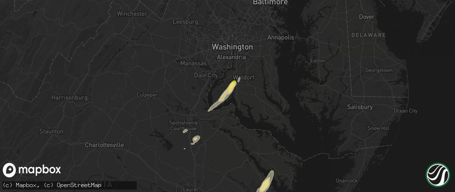 Hail map in Welcome, MD on June 14, 2026
