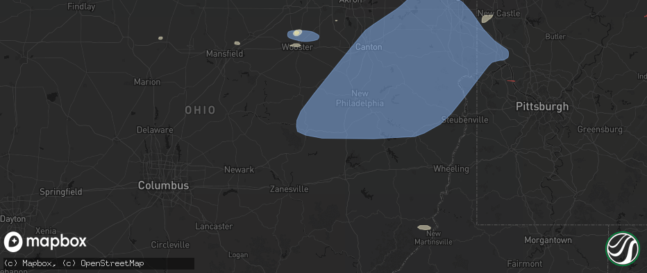 Hail map in West Lafayette, OH on June 14, 2026