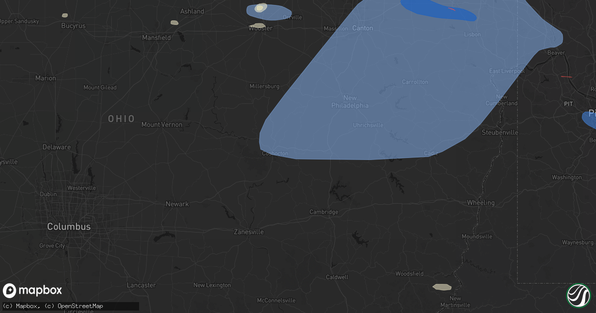 Hail map in West Lafayette, OH on June 14, 2026