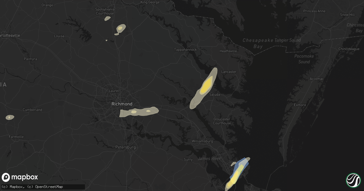 Hail map in West Point, VA on June 14, 2026