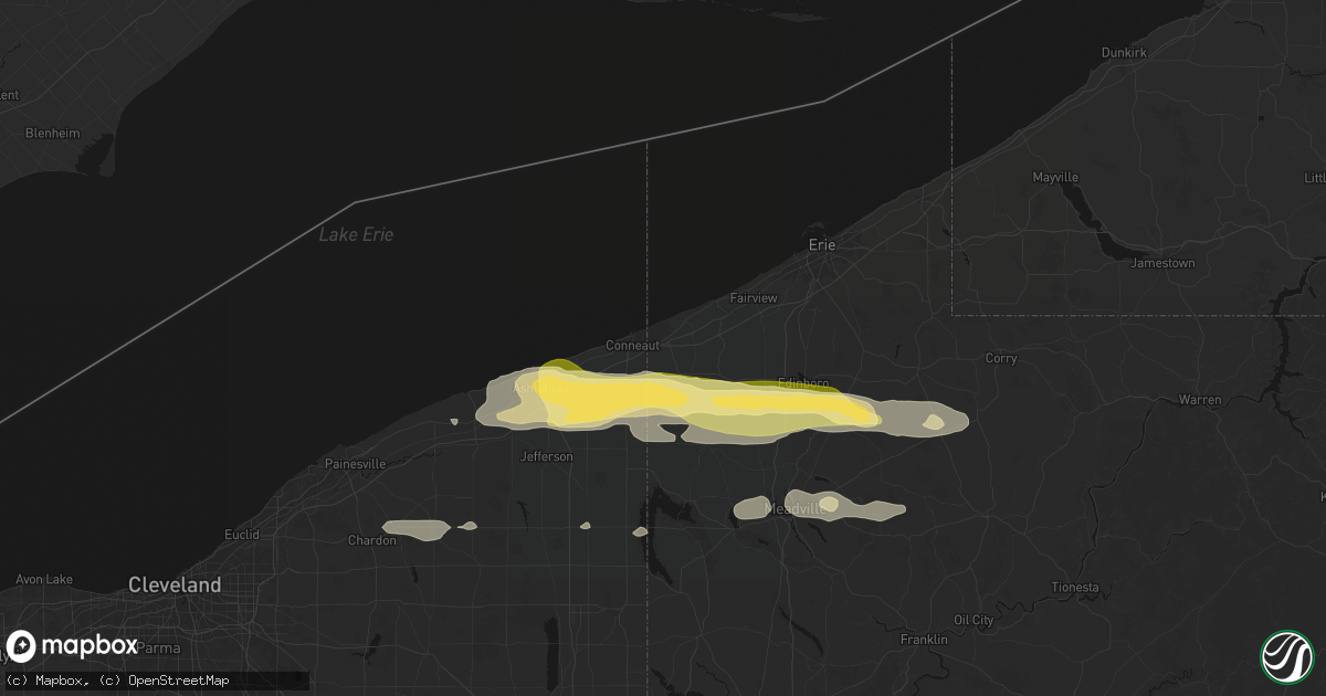 Hail map in West Springfield, PA on June 14, 2026