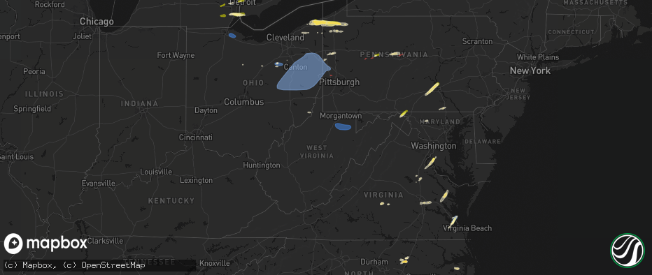 Hail map in West Virginia on June 14, 2026