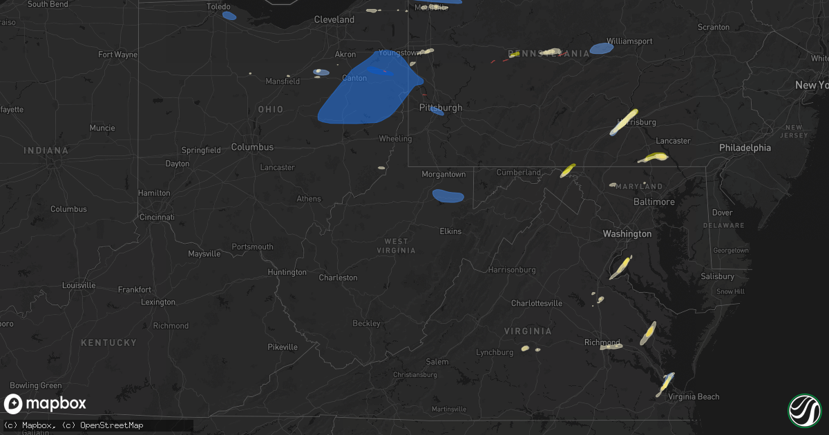 Hail map in West Virginia on June 14, 2026