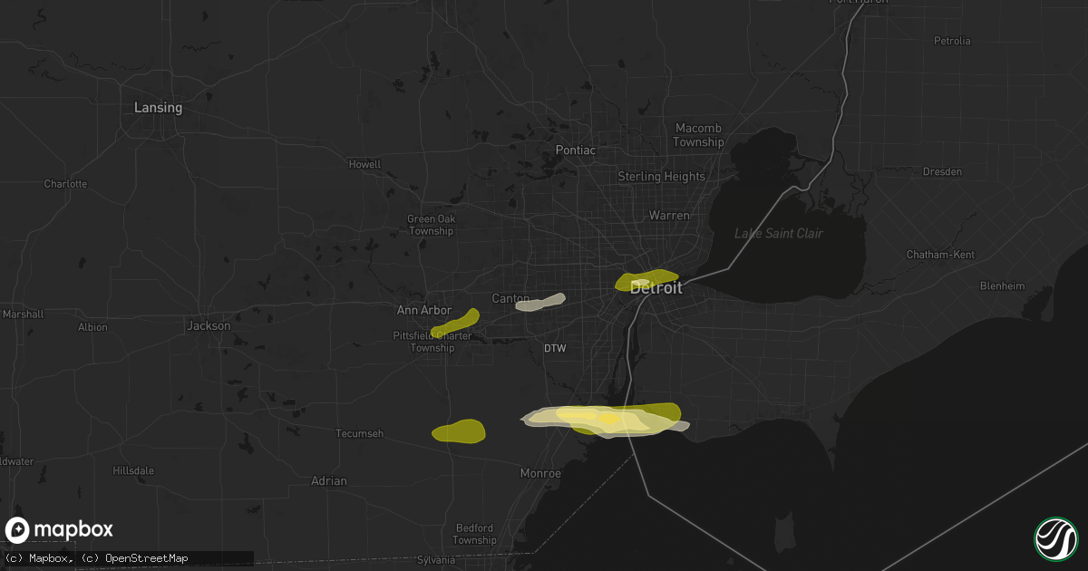 Hail map in Westland, MI on June 14, 2026