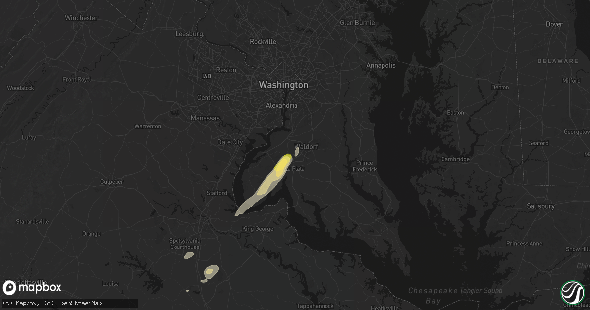 Hail map in White Plains, MD on June 14, 2026
