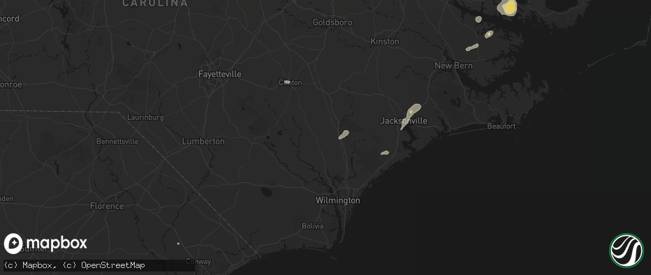 Hail map in Willard, NC on June 14, 2026