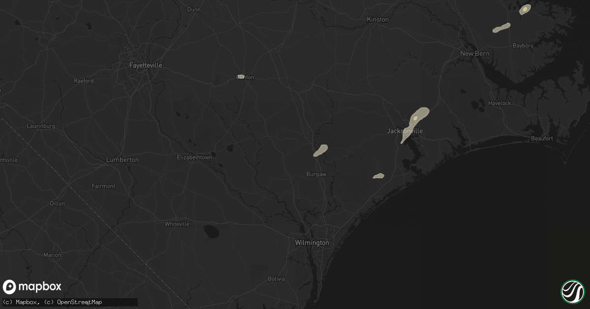 Hail map in Willard, NC on June 14, 2026