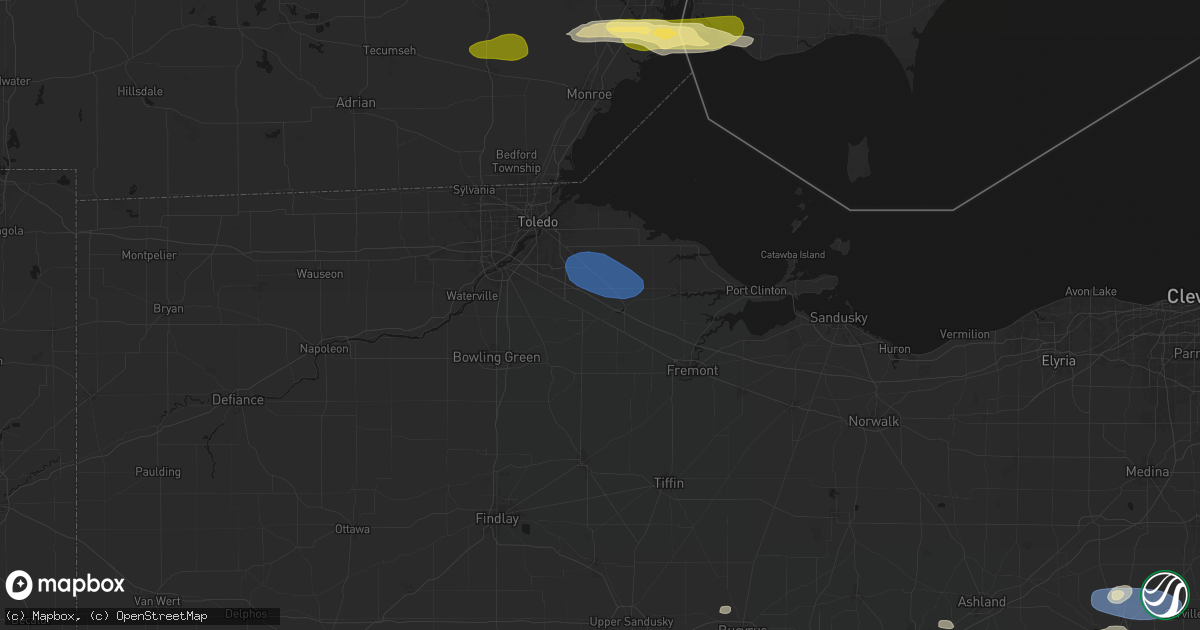 Hail map in Woodville, OH on June 14, 2026