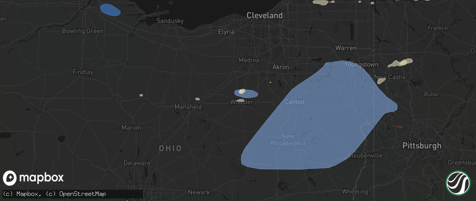 Hail map in Wooster, OH on June 14, 2026