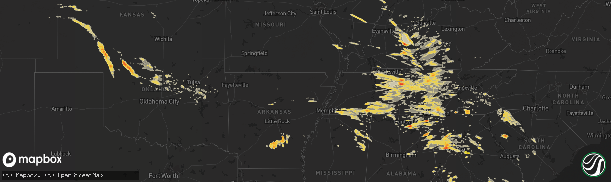 Hail map on June 15, 2011