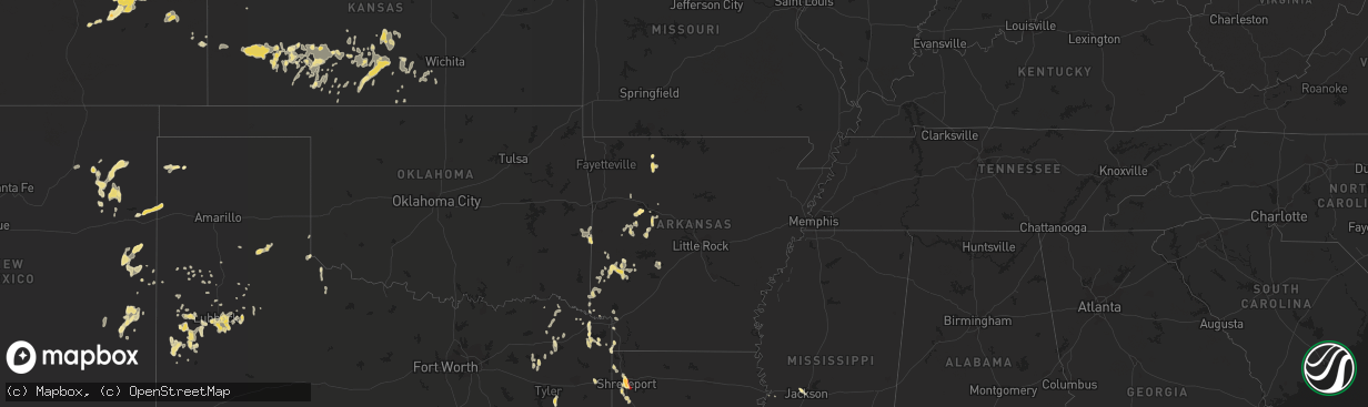 Hail map in Louisiana on June 15, 2012