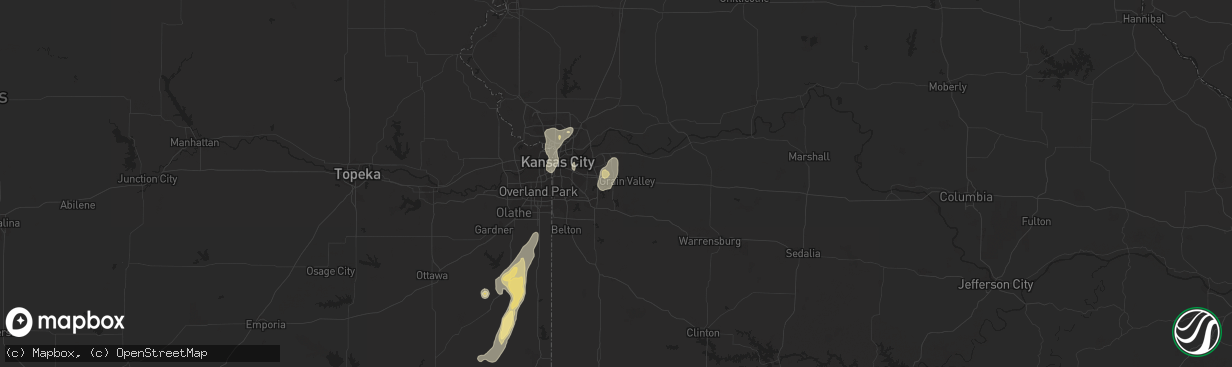 Hail map in Blue Springs, MO on June 15, 2013