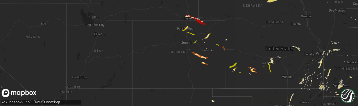 Hail map in Colorado on June 15, 2013