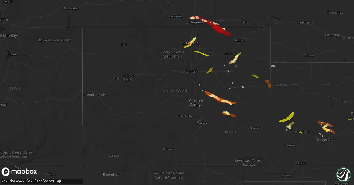 Hail map in Colorado on June 15, 2013