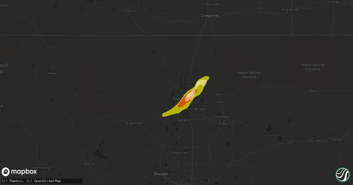 Hail map in Fort Collins, CO on June 15, 2013