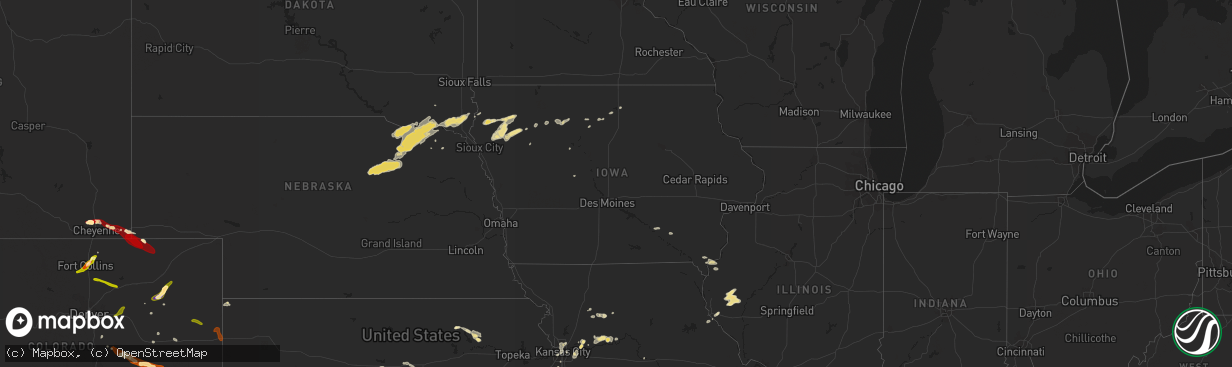 Hail map in Iowa on June 15, 2013