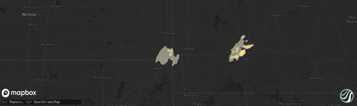 Hail map in Joplin, MO on June 15, 2013