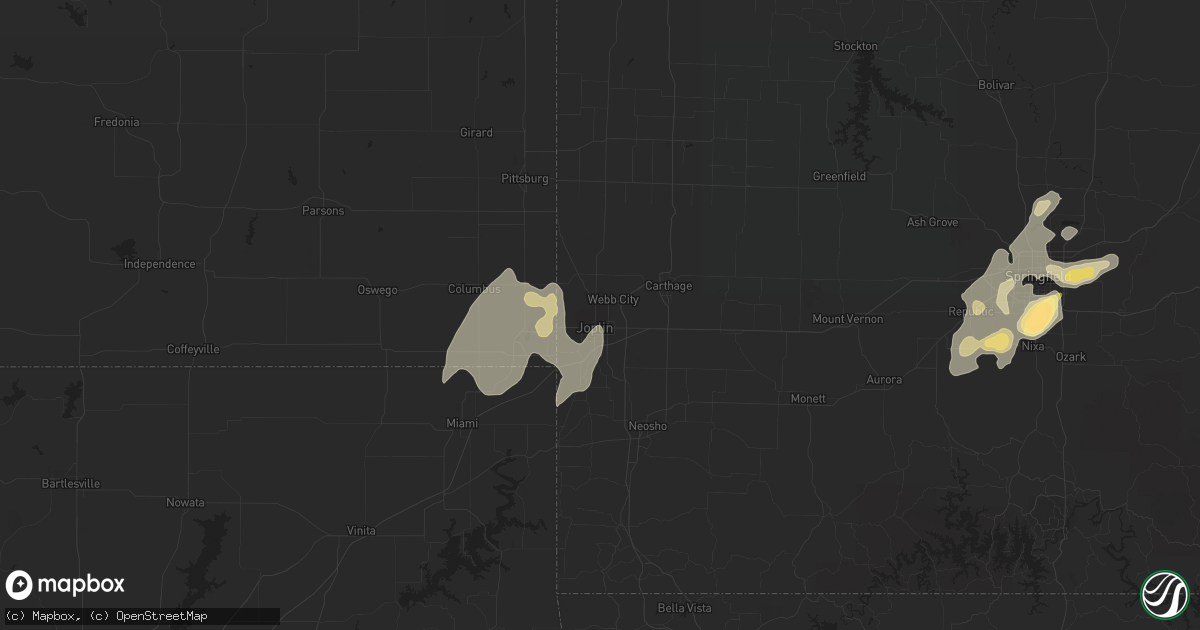 Hail map in Joplin, MO on June 15, 2013