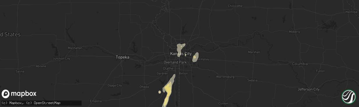 Hail map in Kansas City, MO on June 15, 2013